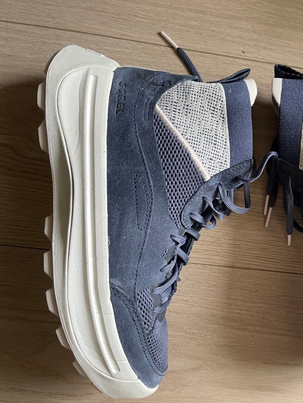 Sorel Ona 503 mid platform sneaker (blue/ "denim look")  8.5